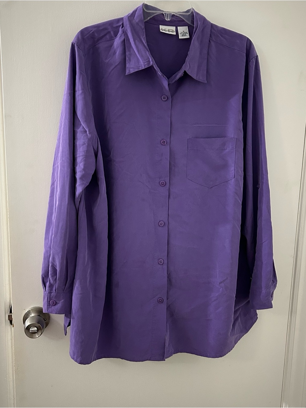 Women's Purple Button-Down Shirt with Chest Pocket